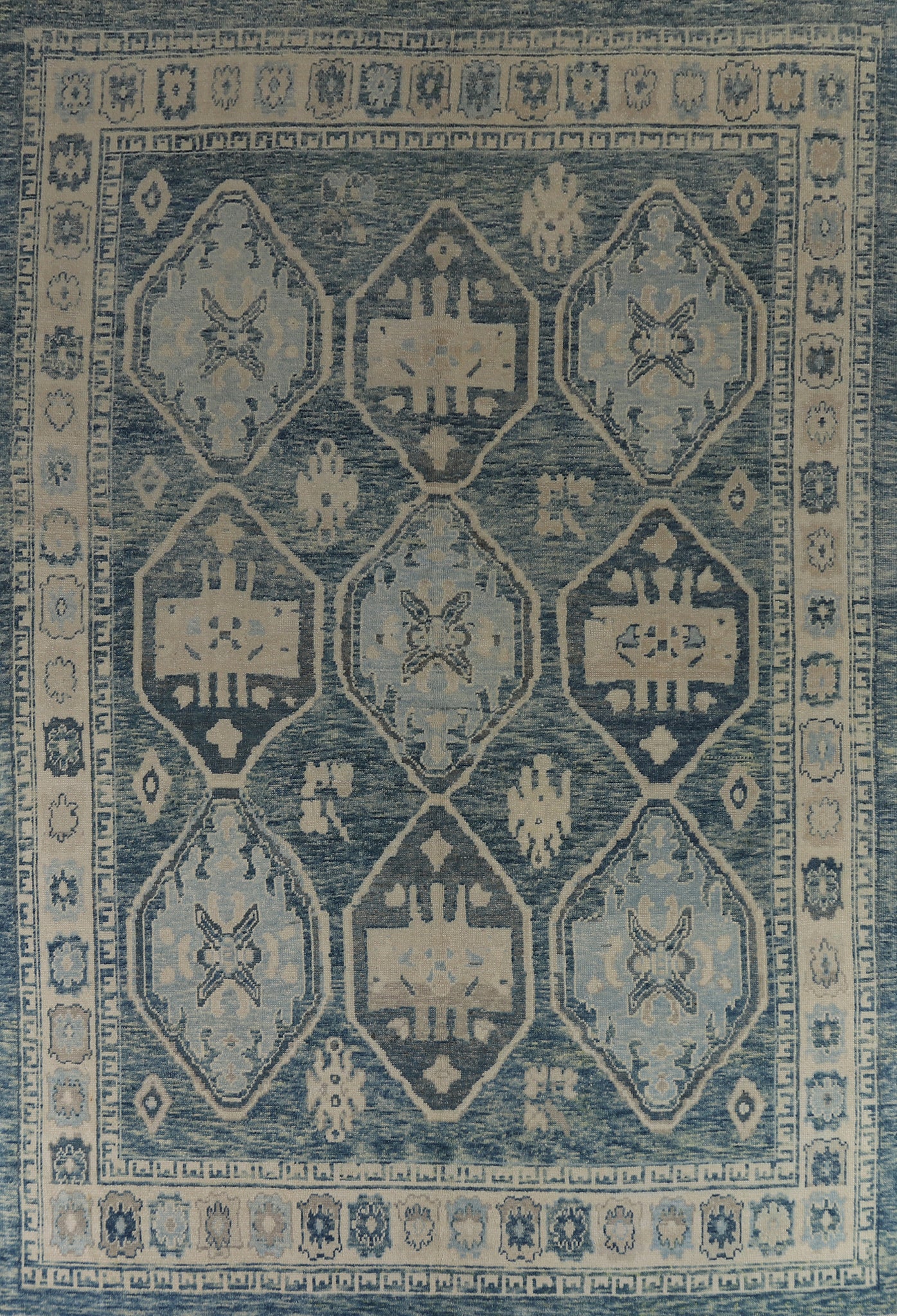 Blue Handmade Oushak Vegetable Dye Area Rug 9x13