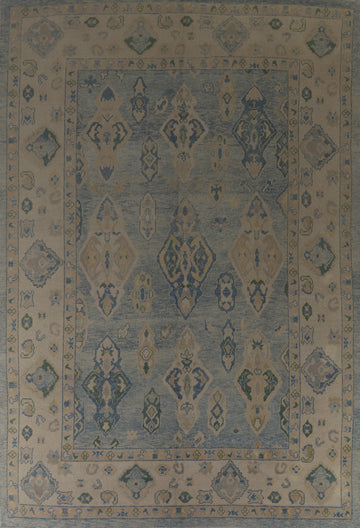 Vegetable Dye Blue Oushak Turkish Area Rug 9x13