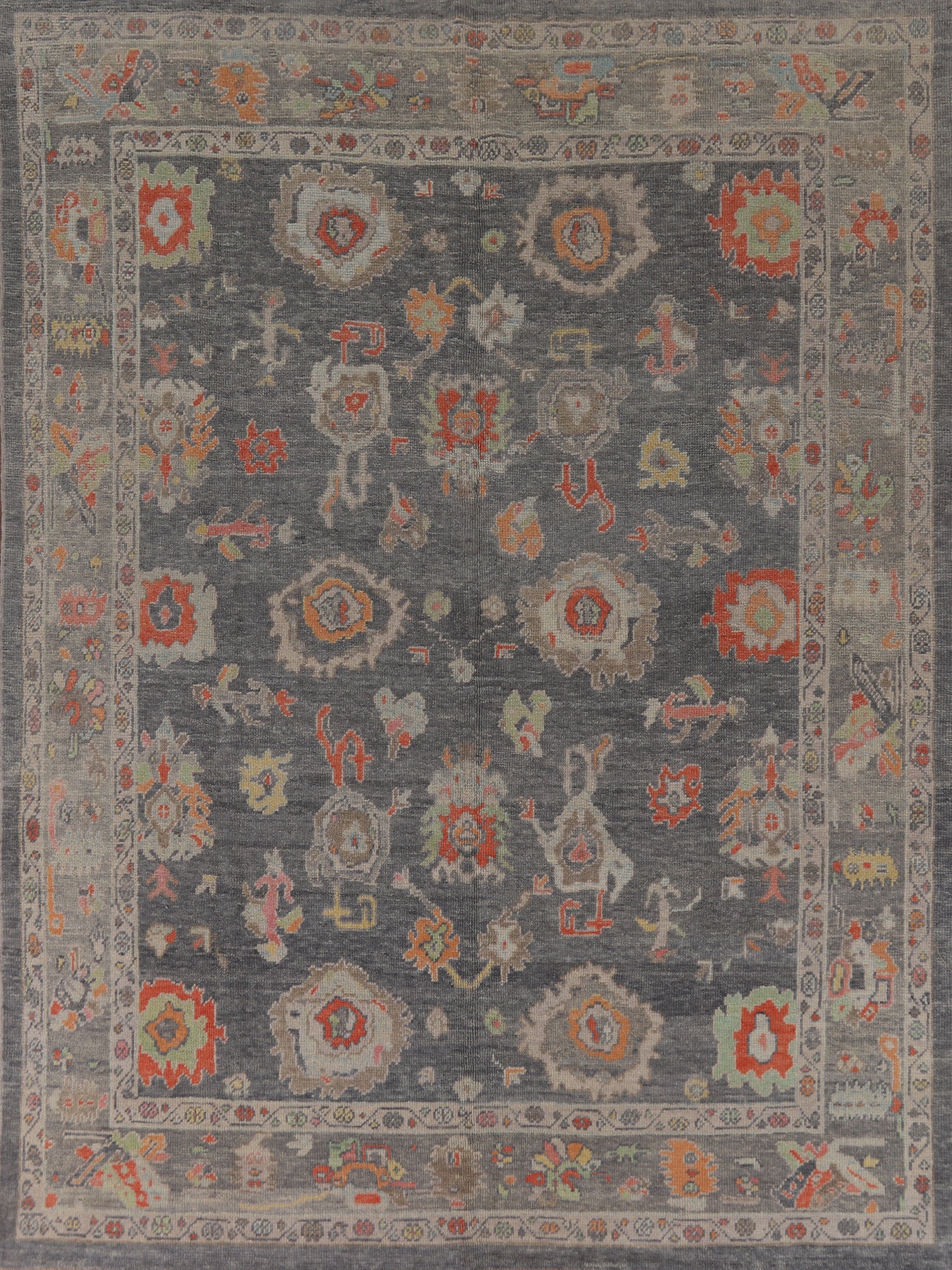 Vegetable Dye Floral Oushak Turkish Area Rug 8x10