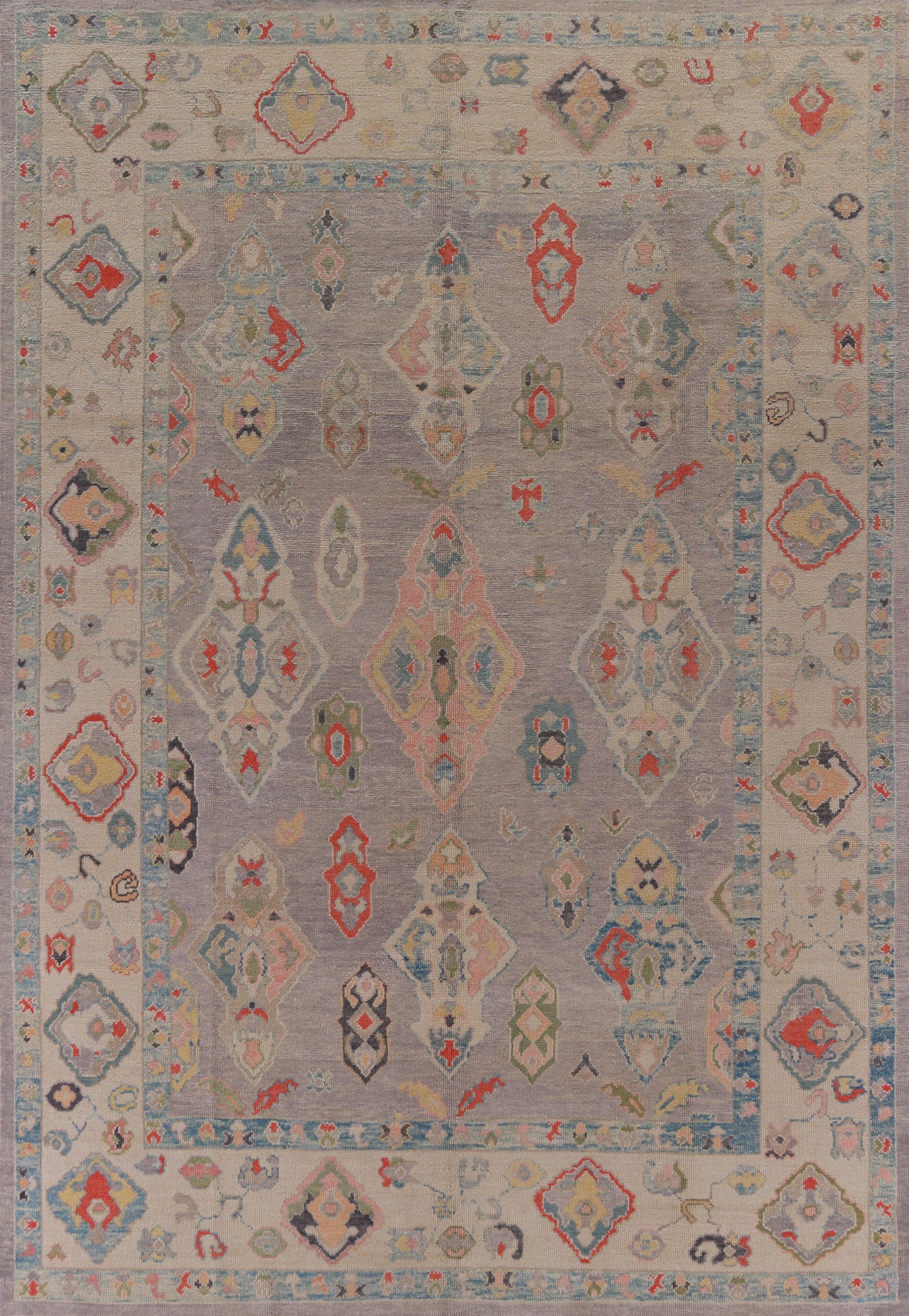 Light Purple Wool Oushak Vegetable Dye Area Rug 9x13