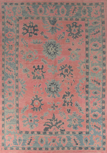 Vegetable Dye Pink Oushak Turkish Area Rug 9x12