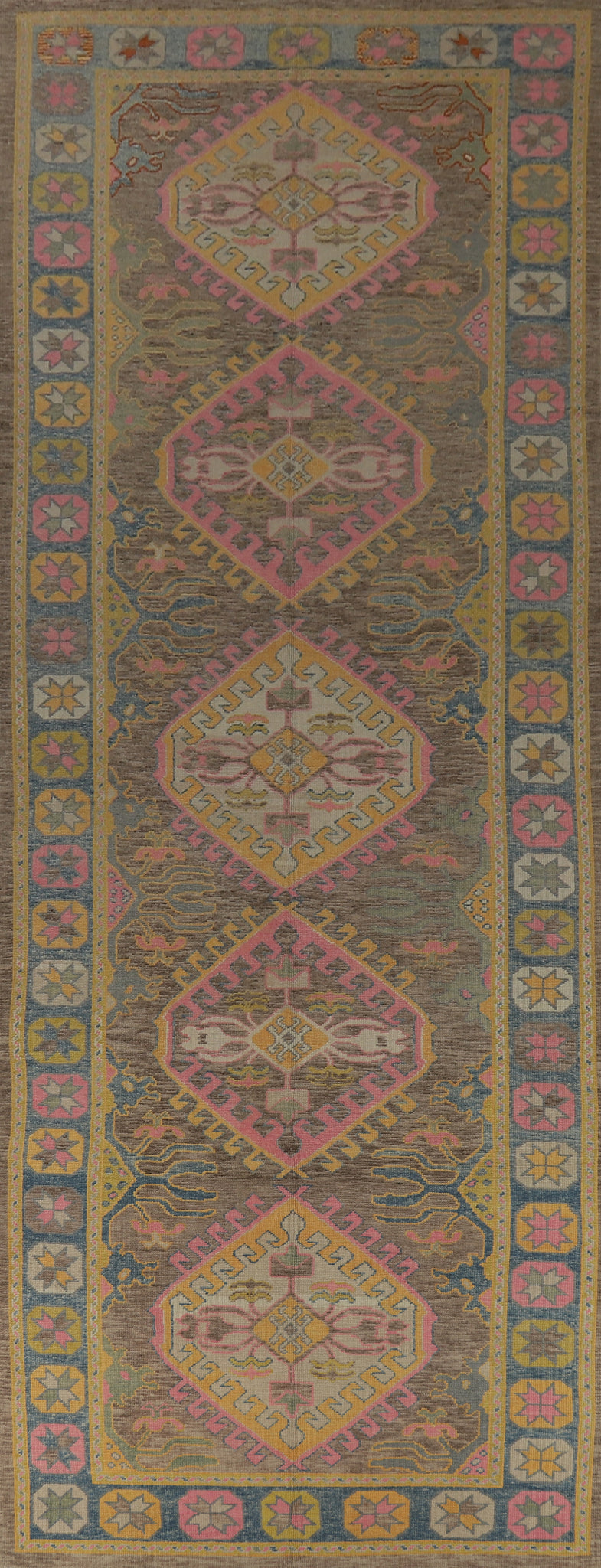 Vegetable Dye Wool Oushak Turkish Large Rug 6x20