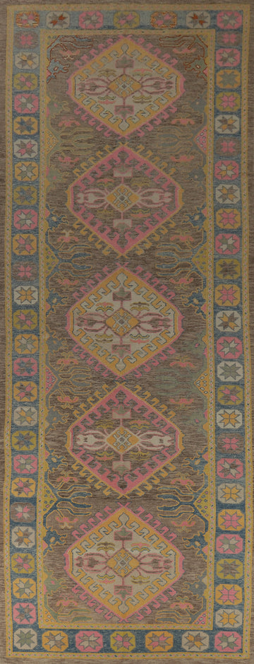 Vegetable Dye Wool Oushak Turkish Large Rug 6x20