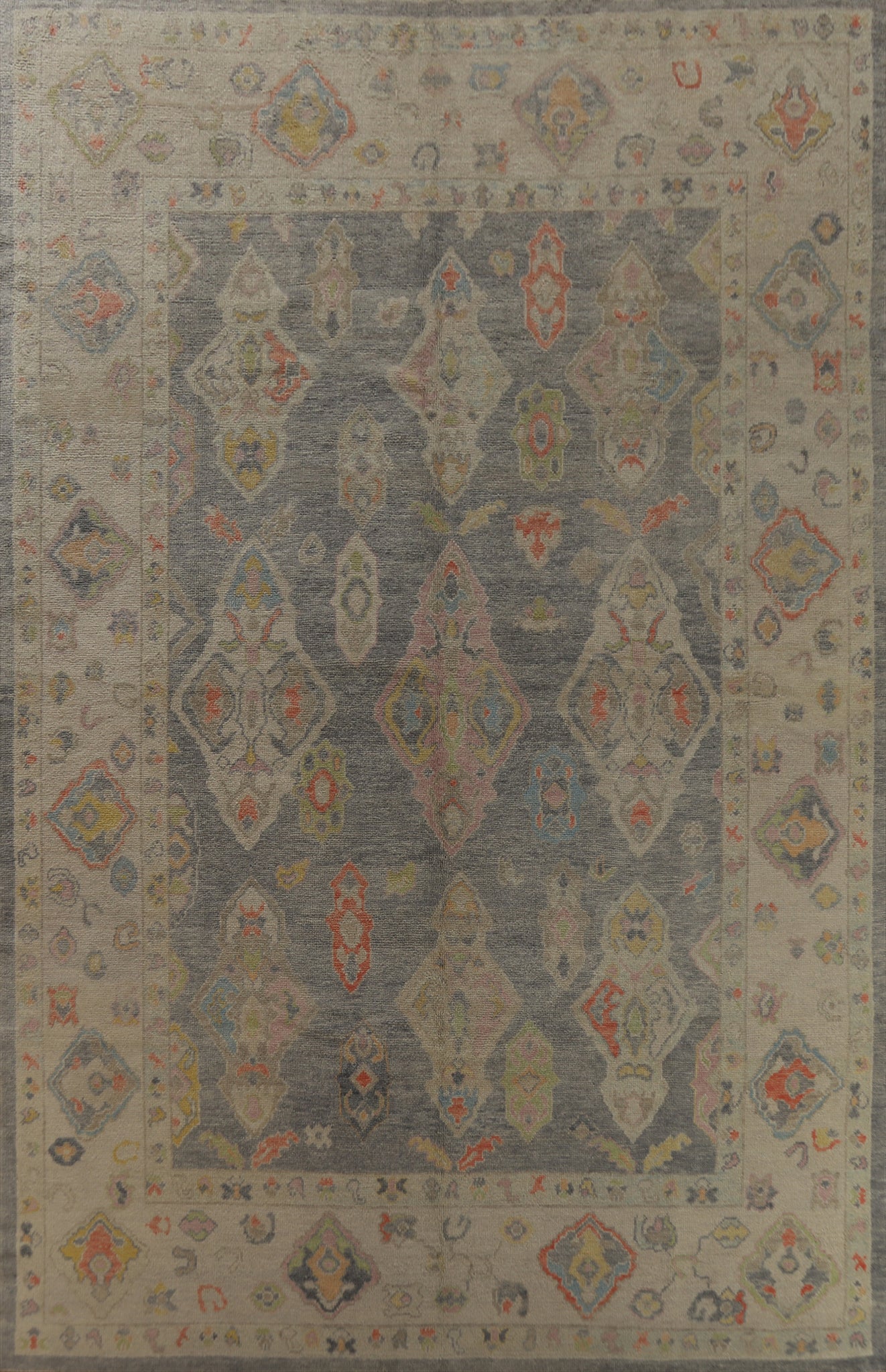 Vegetable Dye Wool Oushak Turkish Area Rug 9x13