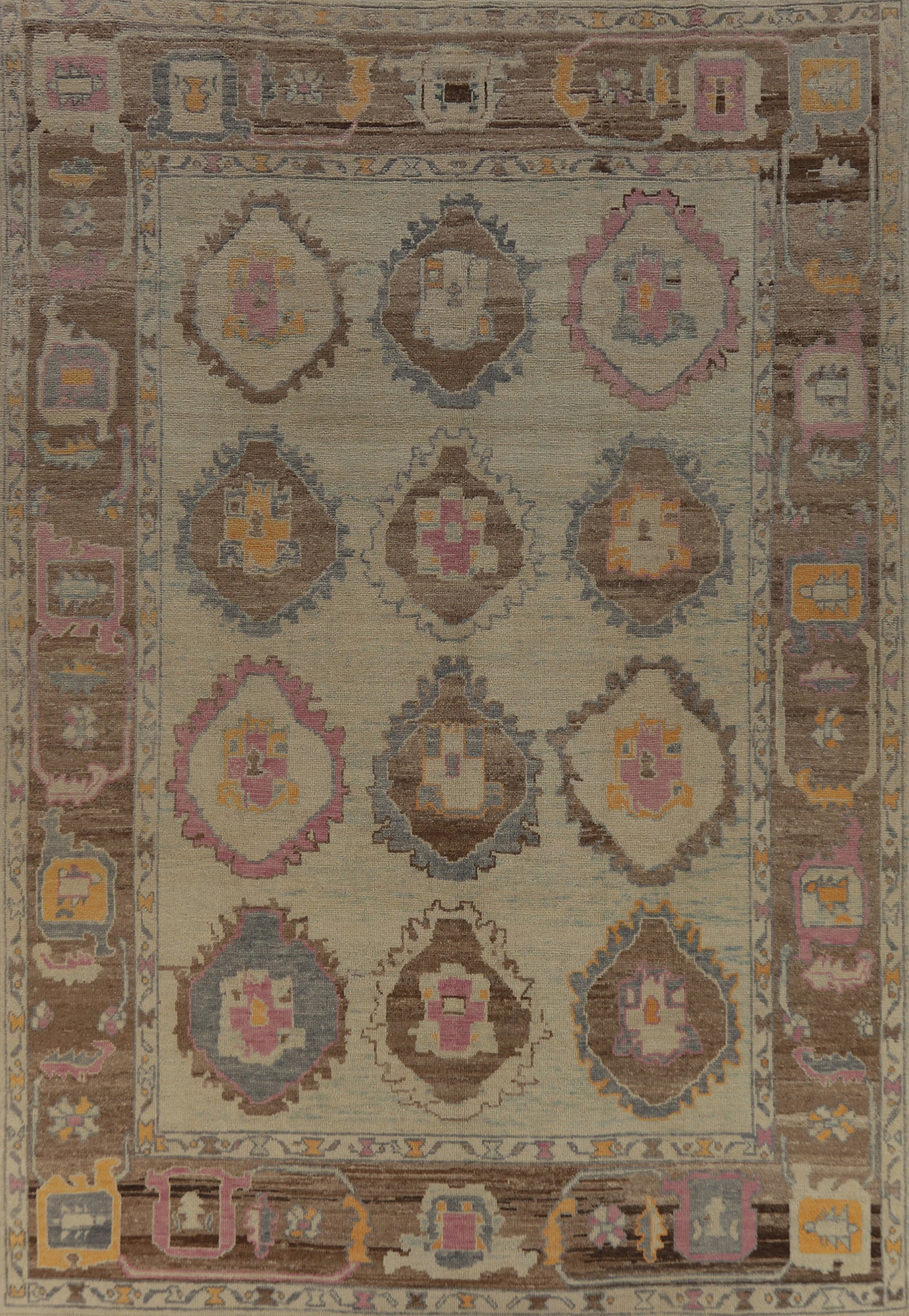 Vegetable Dye Wool Oushak Turkish Area Rug 9x12