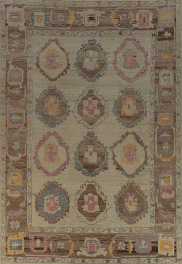 Vegetable Dye Wool Oushak Turkish Area Rug 9x12