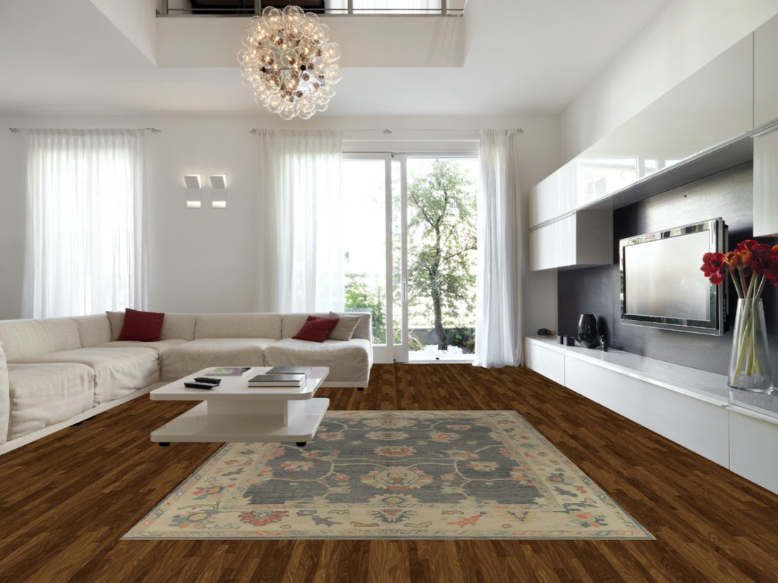 Vegetable Dye Floral Oushak Turkish Area Rug 9x13