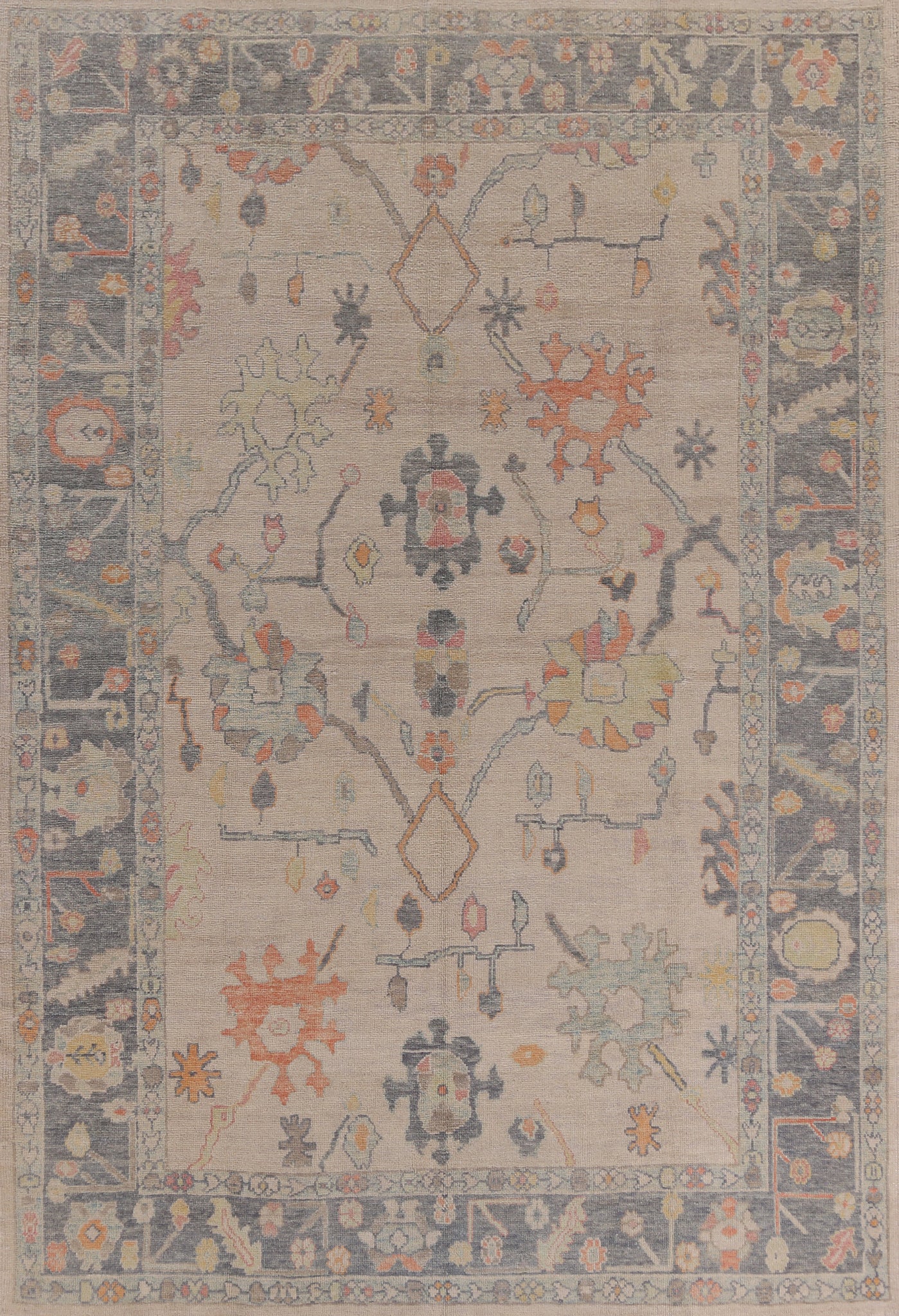 Vegetable Dye Wool Oushak Turkish Area Rug 9x12