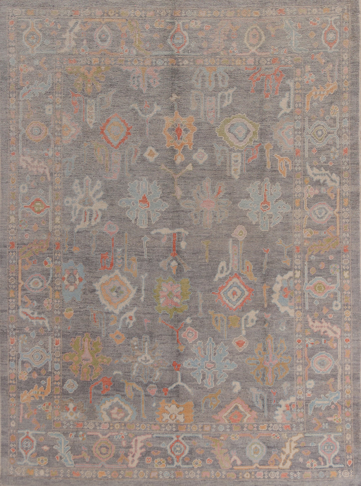 Vegetable Dye Gray Oushak Turkish Area Rug 8x10