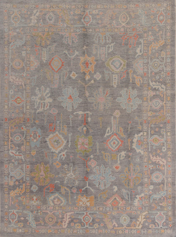 Vegetable Dye Gray Oushak Turkish Area Rug 8x10