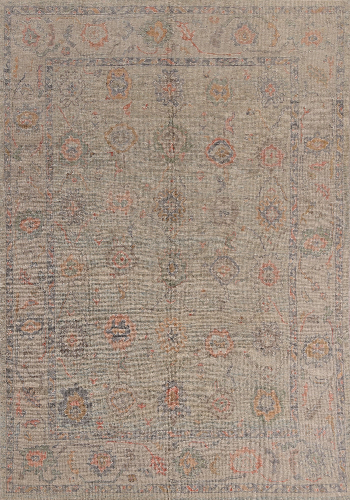 Vegetable Dye Wool Oushak Turkish Area Rug 8x11