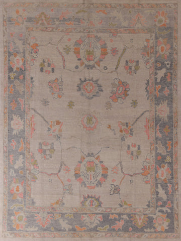 Vegetable Dye Floral Oushak Turkish Area Rug 8x10