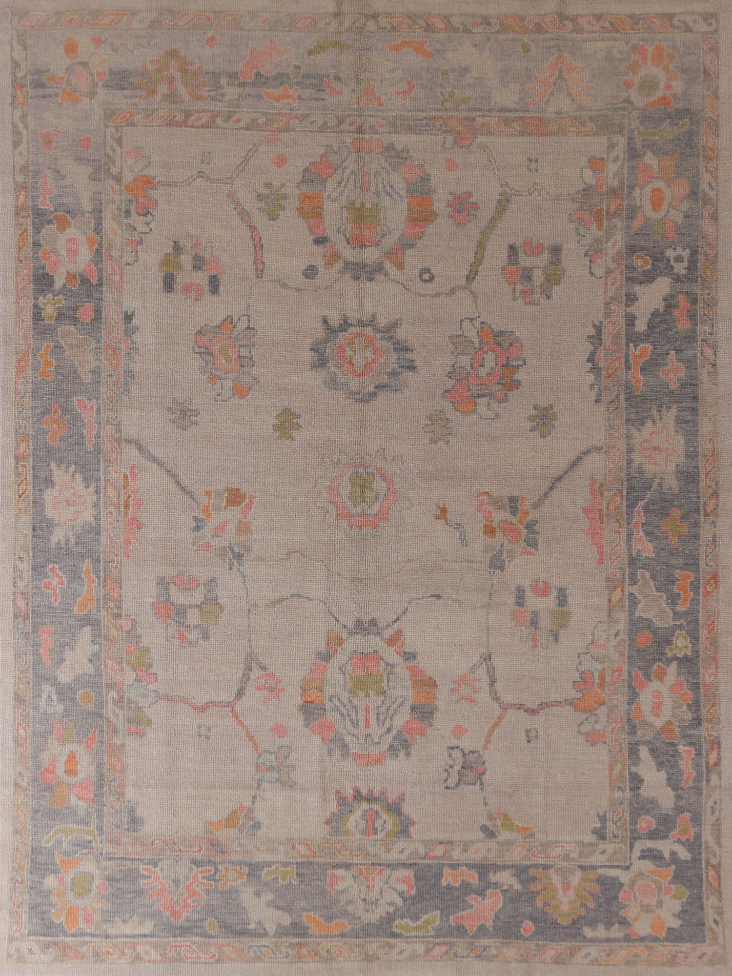 Vegetable Dye Floral Oushak Turkish Area Rug 8x10