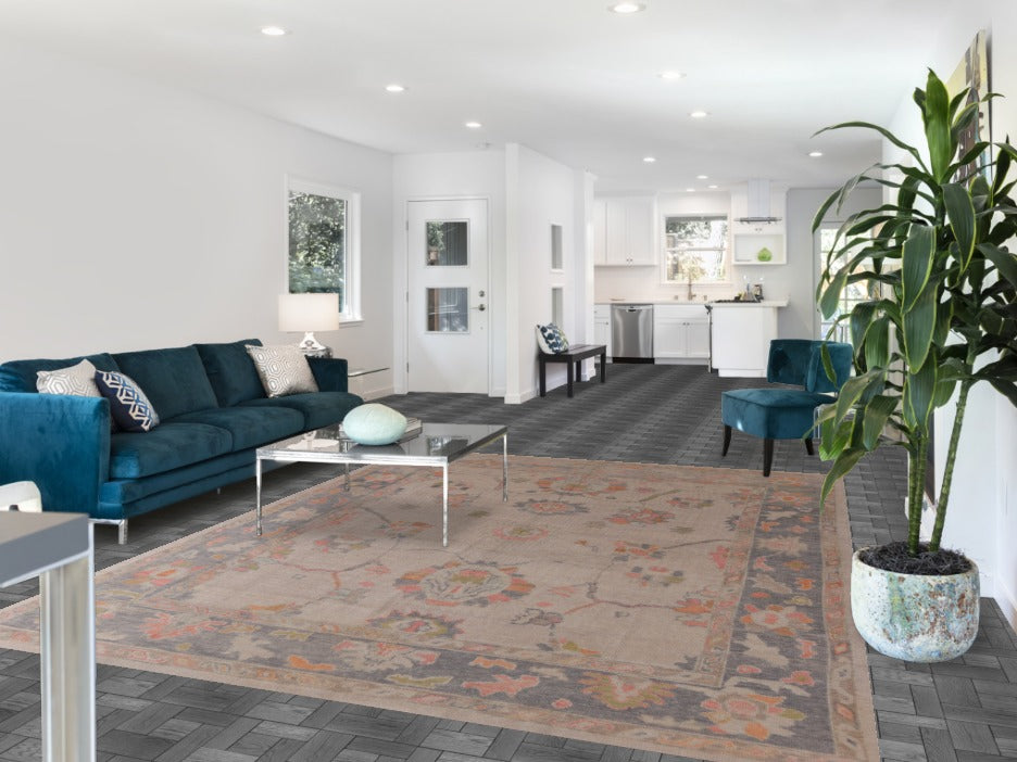 Vegetable Dye Floral Oushak Turkish Area Rug 8x10