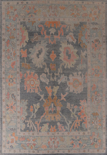 Vegetable Dye Floral Oushak Turkish Area Rug 9x12