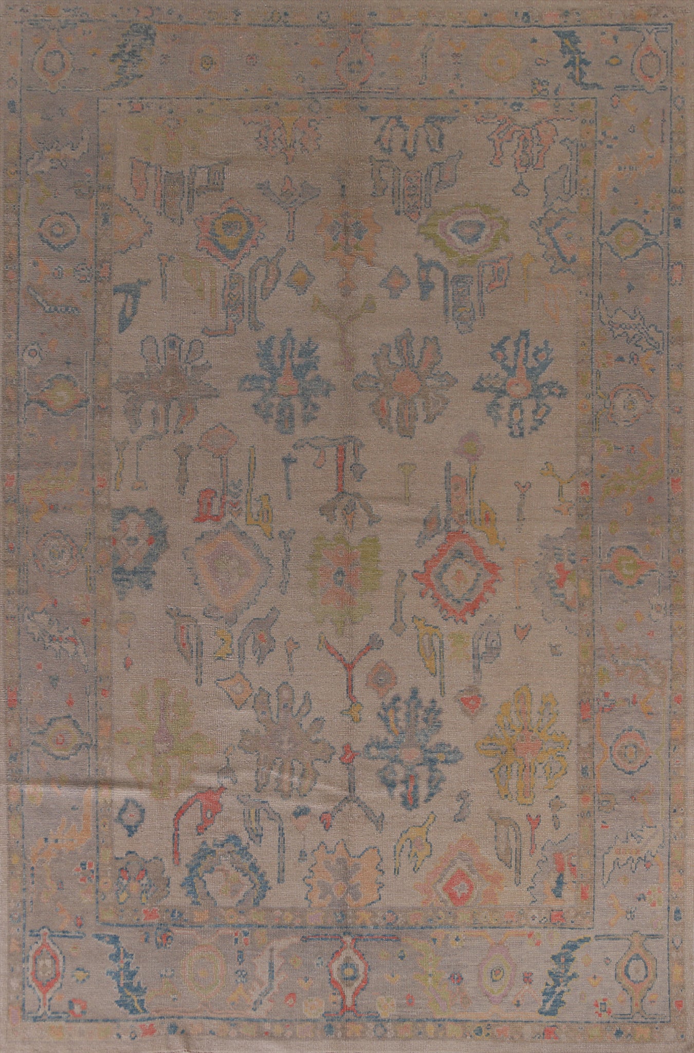 Vegetable Dye Wool Oushak Turkish Area Rug 9x12