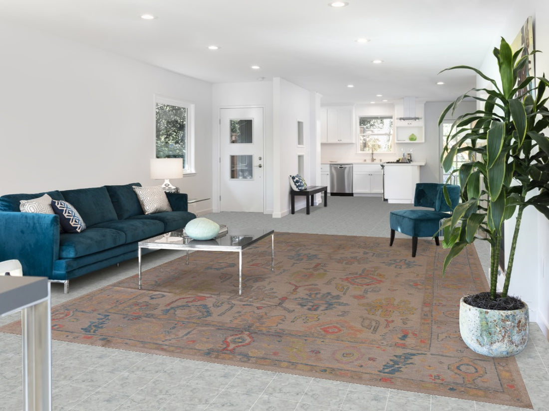 Vegetable Dye Wool Oushak Turkish Area Rug 9x12