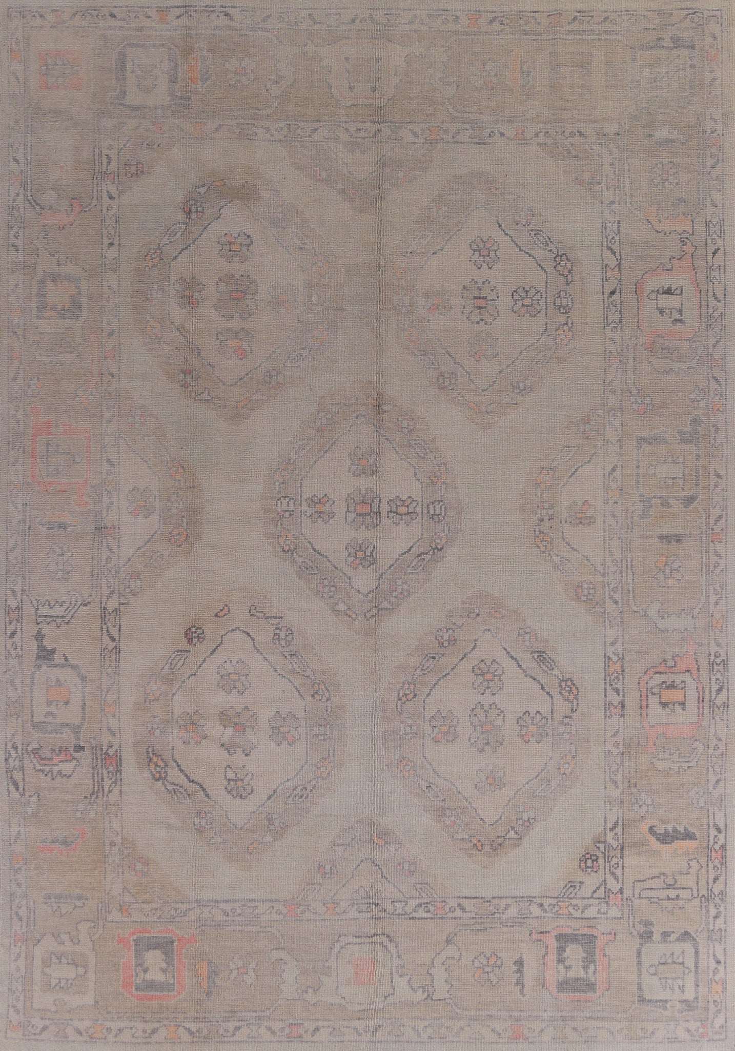 Vegetable Dye Wool Oushak Turkish Area Rug 9x12