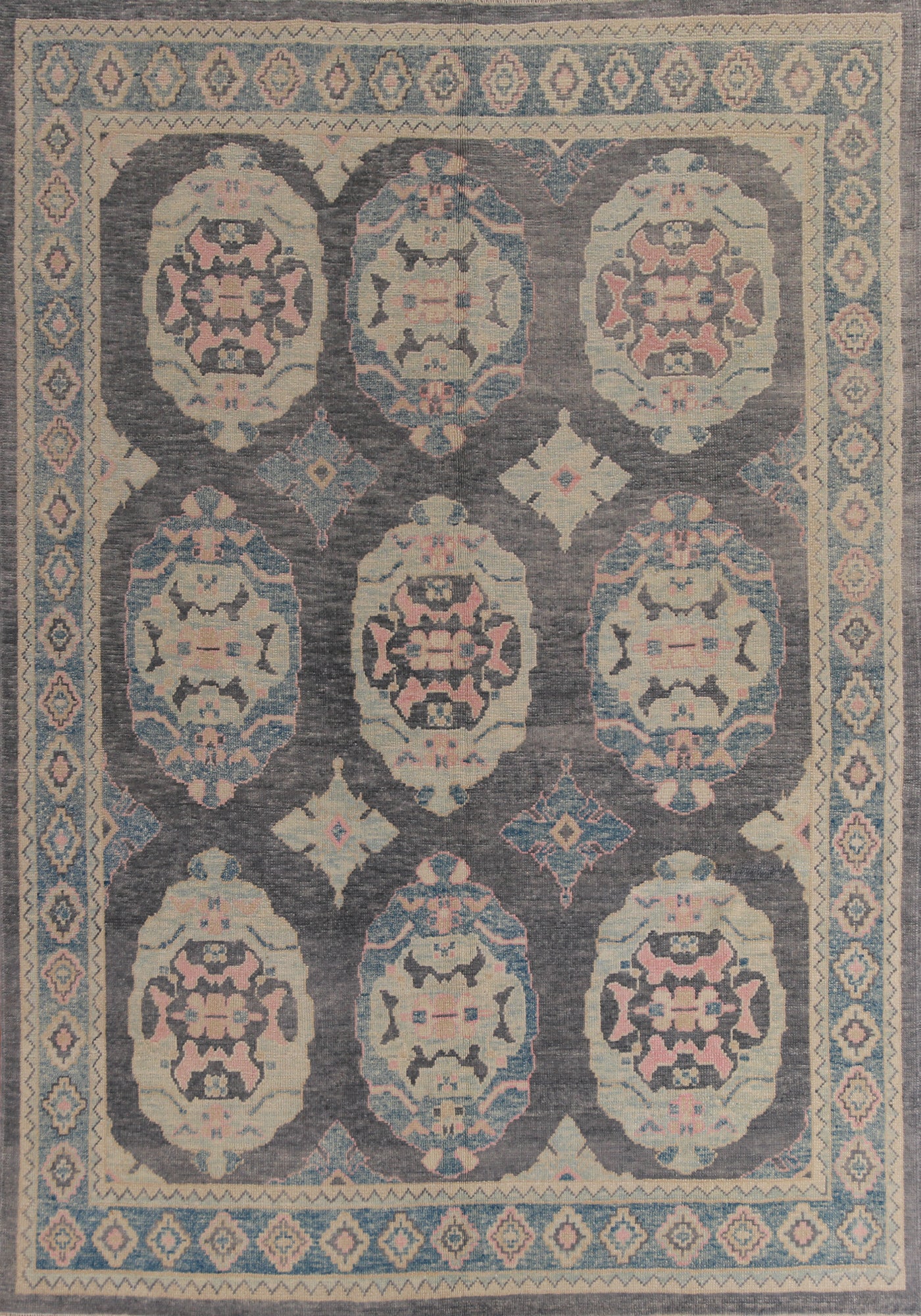 Handmade Dark Gray Oushak Vegetable Dye Area Rug 8x11