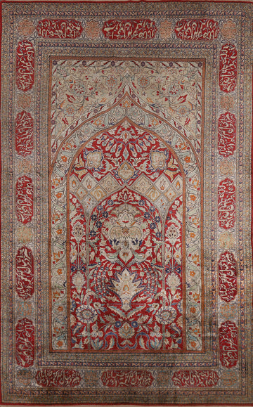 Pre-1900 Antique Tabriz Vegetable Dye Persian Rug 4x7