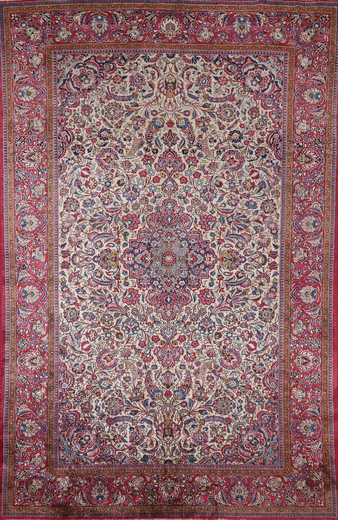 Pre-1900 Antique Kashan Vegetable Dye Persian Rug 4x7