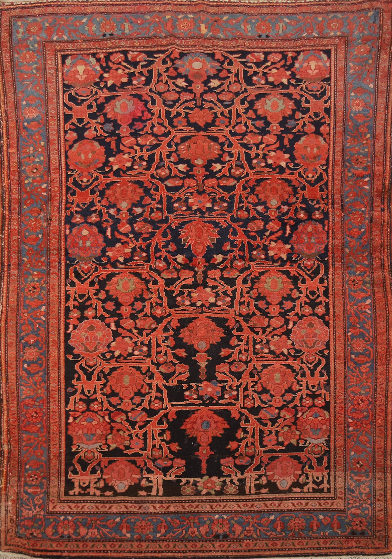 Pre-1900 Antique Vegetable Dye Malayer Persian Rug 4x7