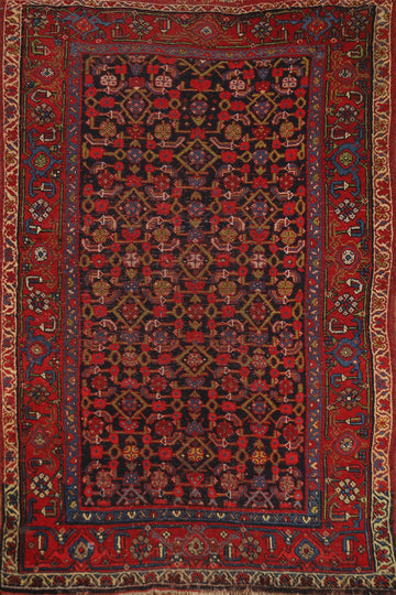 Pre-1900 Vegetable Dye Bidjar Halvaei Persian Rug 4x6