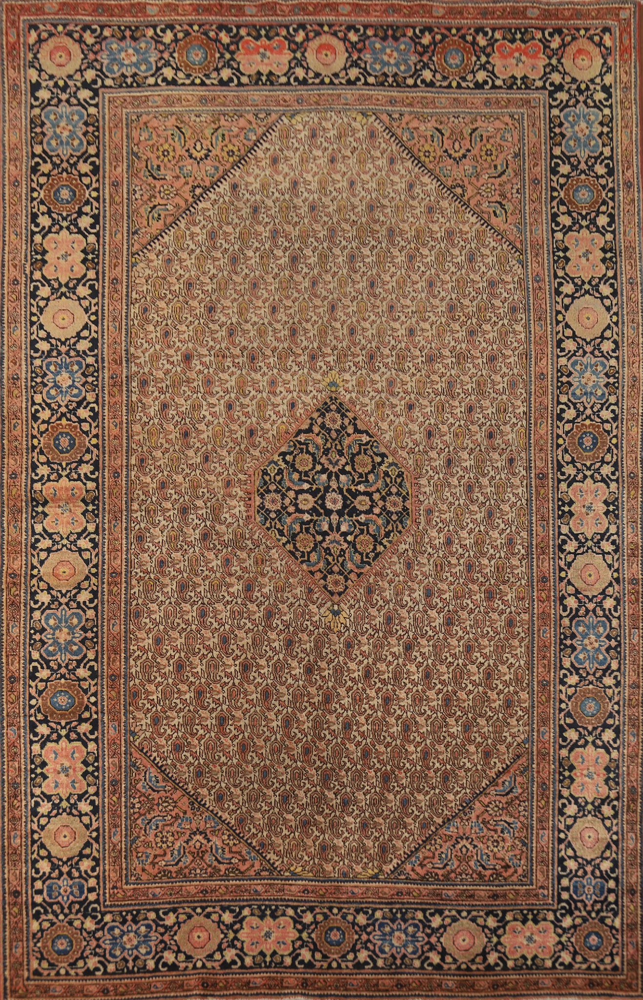 Pre-1900 Vegetable Dye Sarouk Farahan Persian Area Rug 5x8