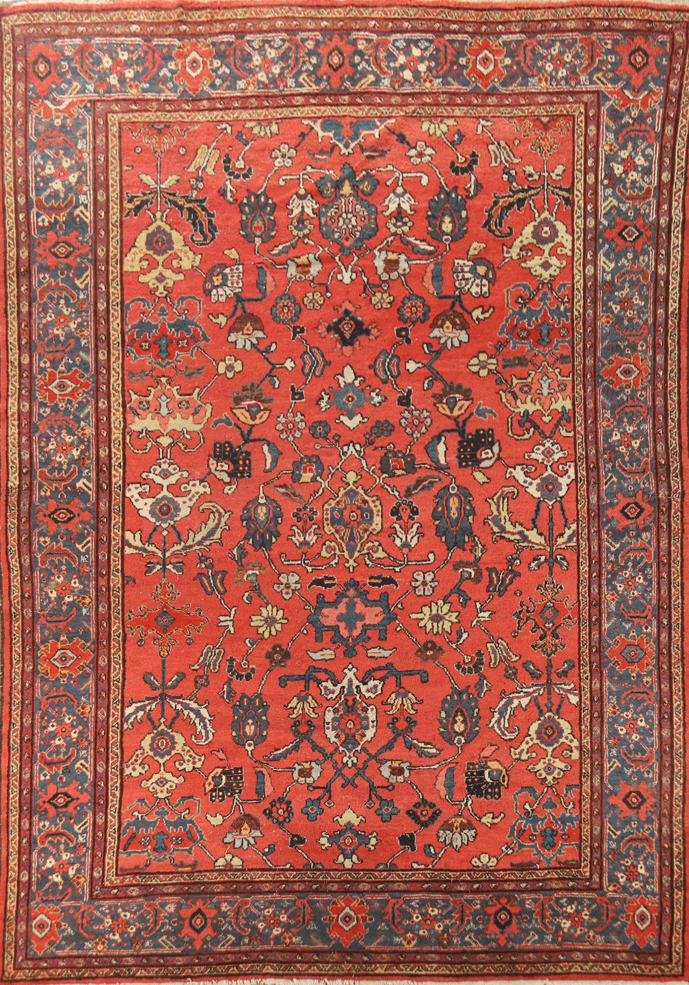 Pre-1900 Vegetable Dye Sultanabad Persian Area Rug 9x12