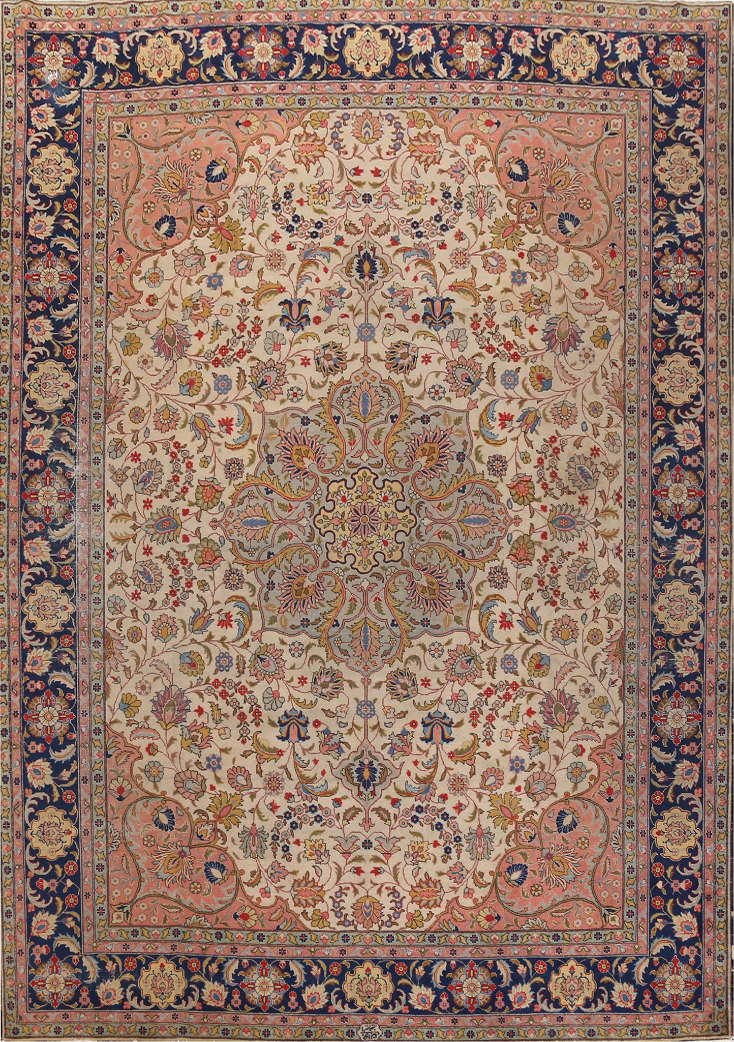 Pre-1900 Vegetable Dye Signed Tabriz Persian Area Rug 10x13