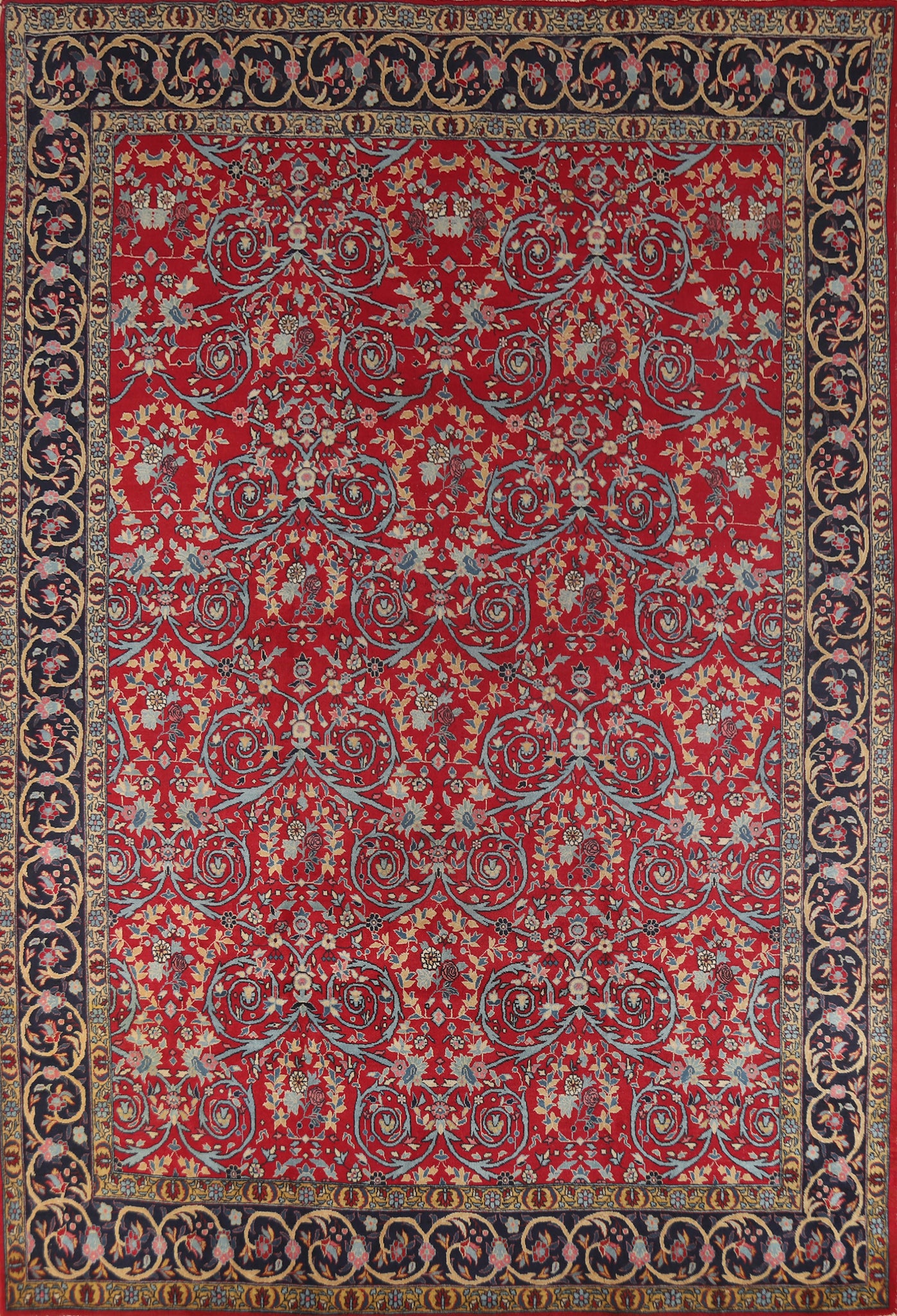 Vegetable Dye Wool Floral Kerman Persian Area Rug 9x12