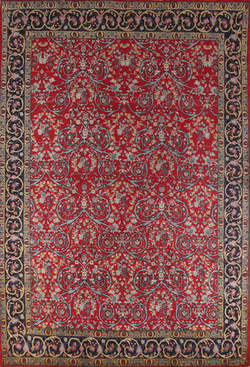 Vegetable Dye Wool Floral Kerman Persian Area Rug 9x12