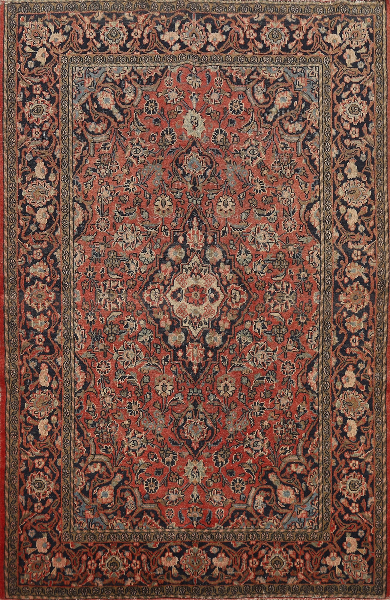 Antique Wool Traditional Kashan Persian Rug 4x6