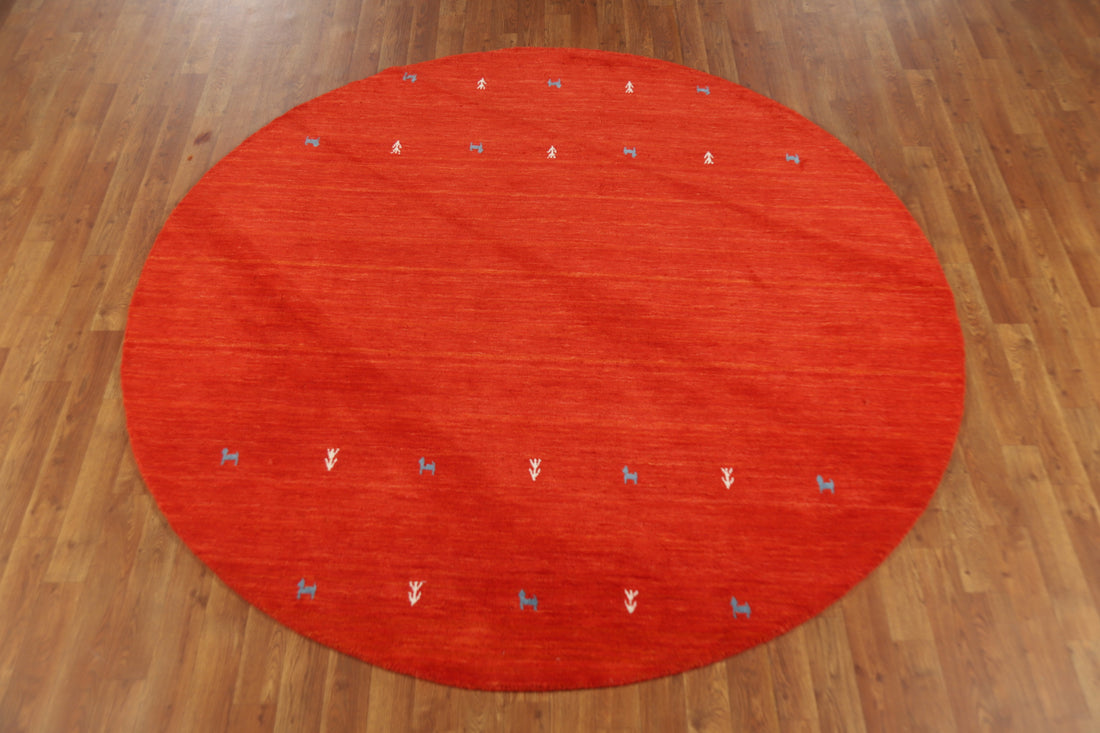 Tribal Wool Round Gabbeh Indian Area Rug 6x6