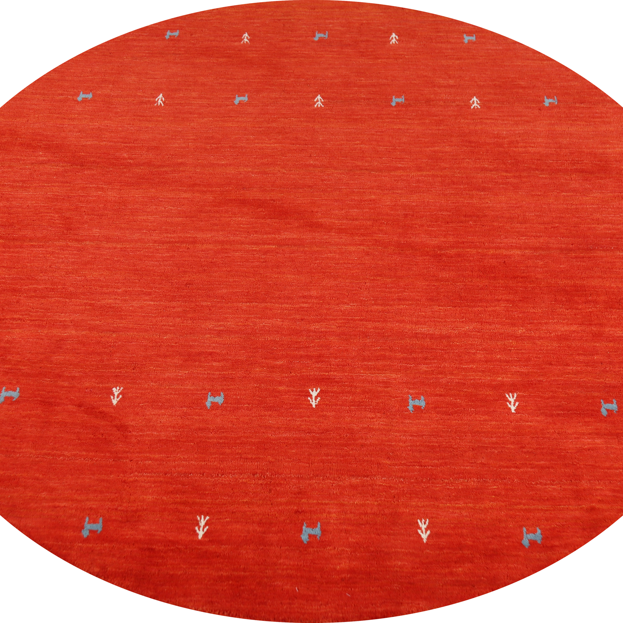 Orange Red Wool Round Gabbeh Indian Area Rug 6x6