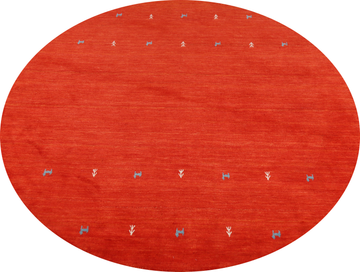 Orange Red Wool Round Gabbeh Indian Area Rug 6x6