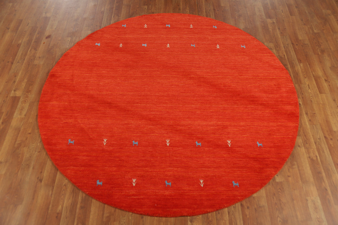 Tribal Wool Round Gabbeh Indian Area Rug 6x6