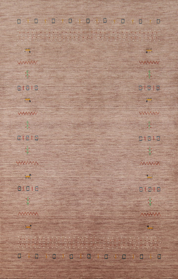 Light Brown Tribal Gabbeh Indian Area Rug 5x8