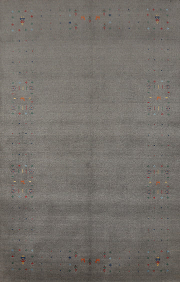 Tribal Gray Gabbeh Indian Area Rug 5x8