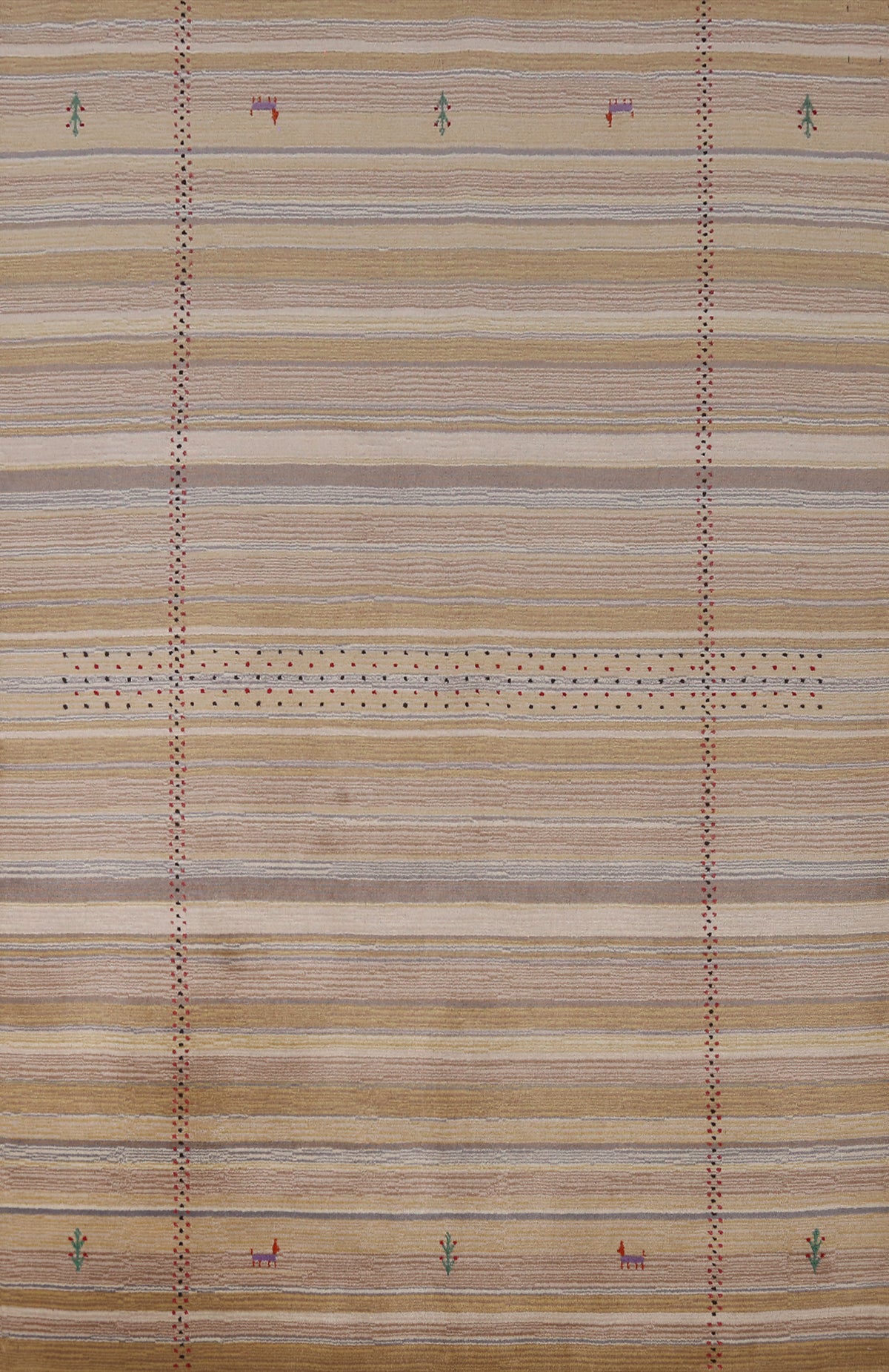 Striped Wool Gabbeh Indian Area Rug 5x8