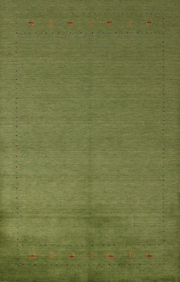 Animals Green Wool Gabbeh Indian Area Rug 5x8