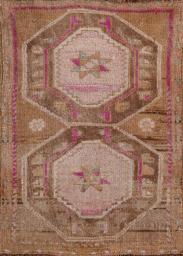 Antique Look Geometric Anatolian Turkish Accent Rug 2x3