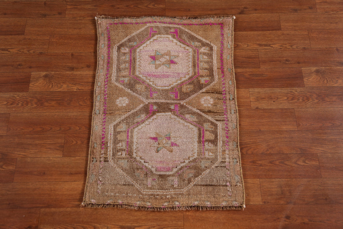 Antique Look Geometric Anatolian Turkish Accent Rug 2x3