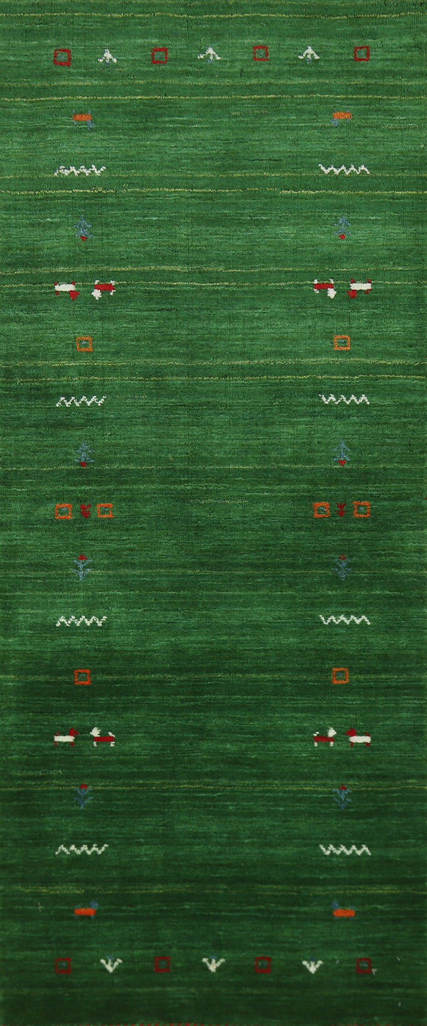 Handmade Green Gabbeh Indian Runner Rug 3x8