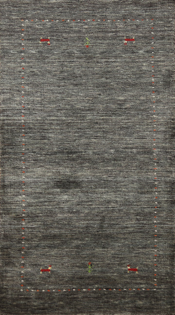 Charcoal Wool Gabbeh Indian Rug 3x6