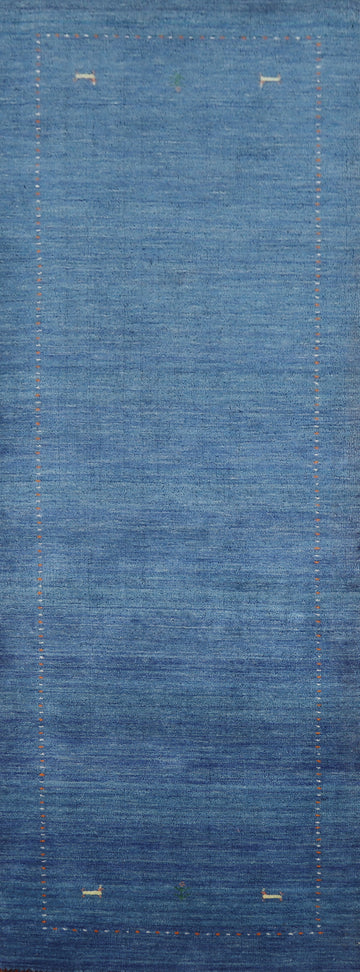 Light Blue Handmade Gabbeh Indian Runner Rug 3x10