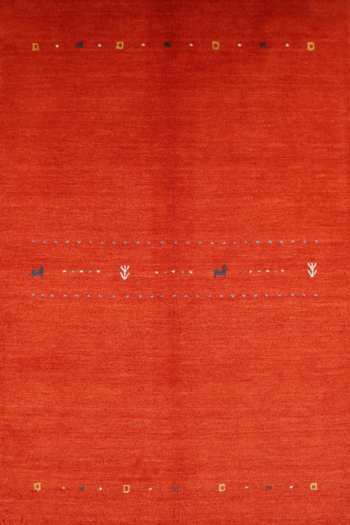 Orange Red Wool Tribal Gabbeh Indian Rug 4x6