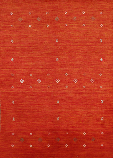 Orange Wool Handmade Gabbeh Indian Rug 5x6