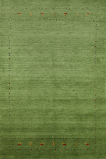 Green Wool Gabbeh Indian Area Rug 5x8