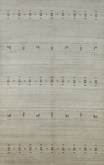 Tribal Wool Gabbeh Indian Area Rug 5x8